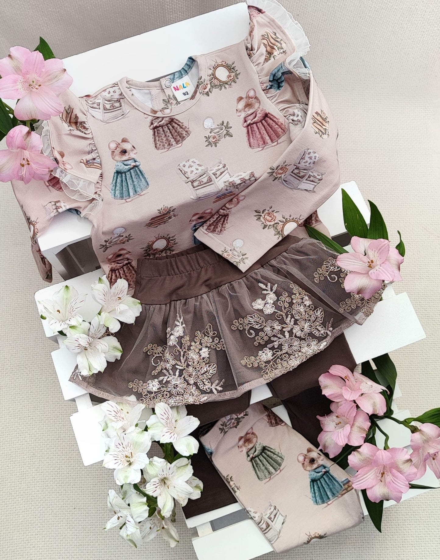 Retro mice leggings with skirt