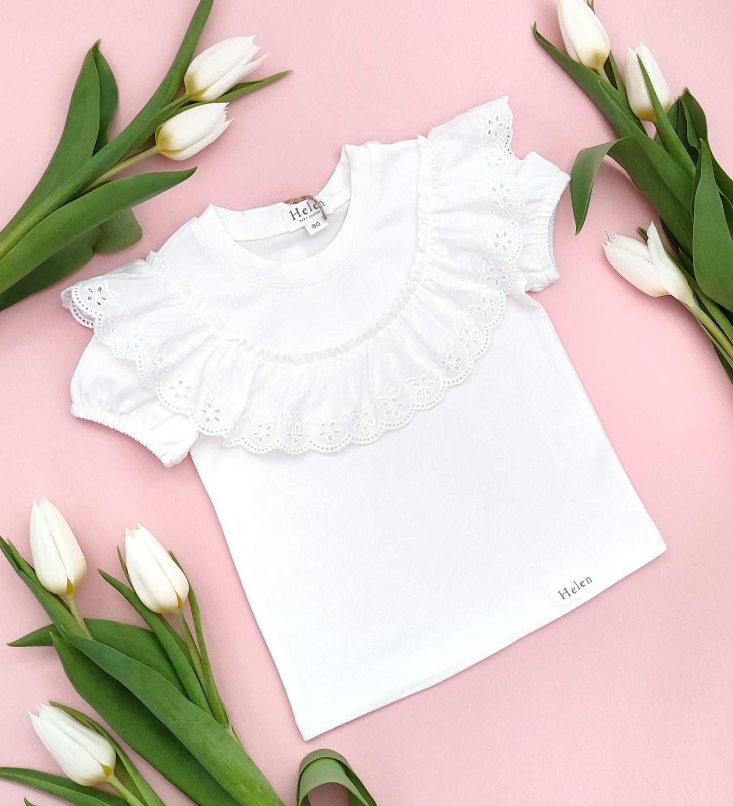 One colour top with frill
