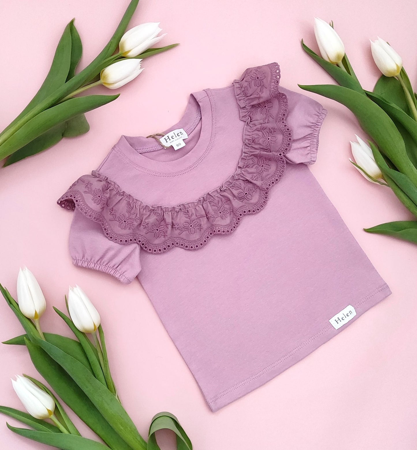 One colour top with frill