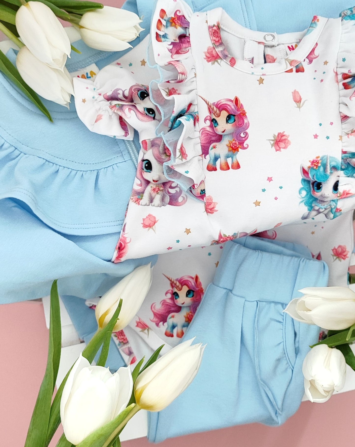 Unicorns frilled long sleeve bodysuit