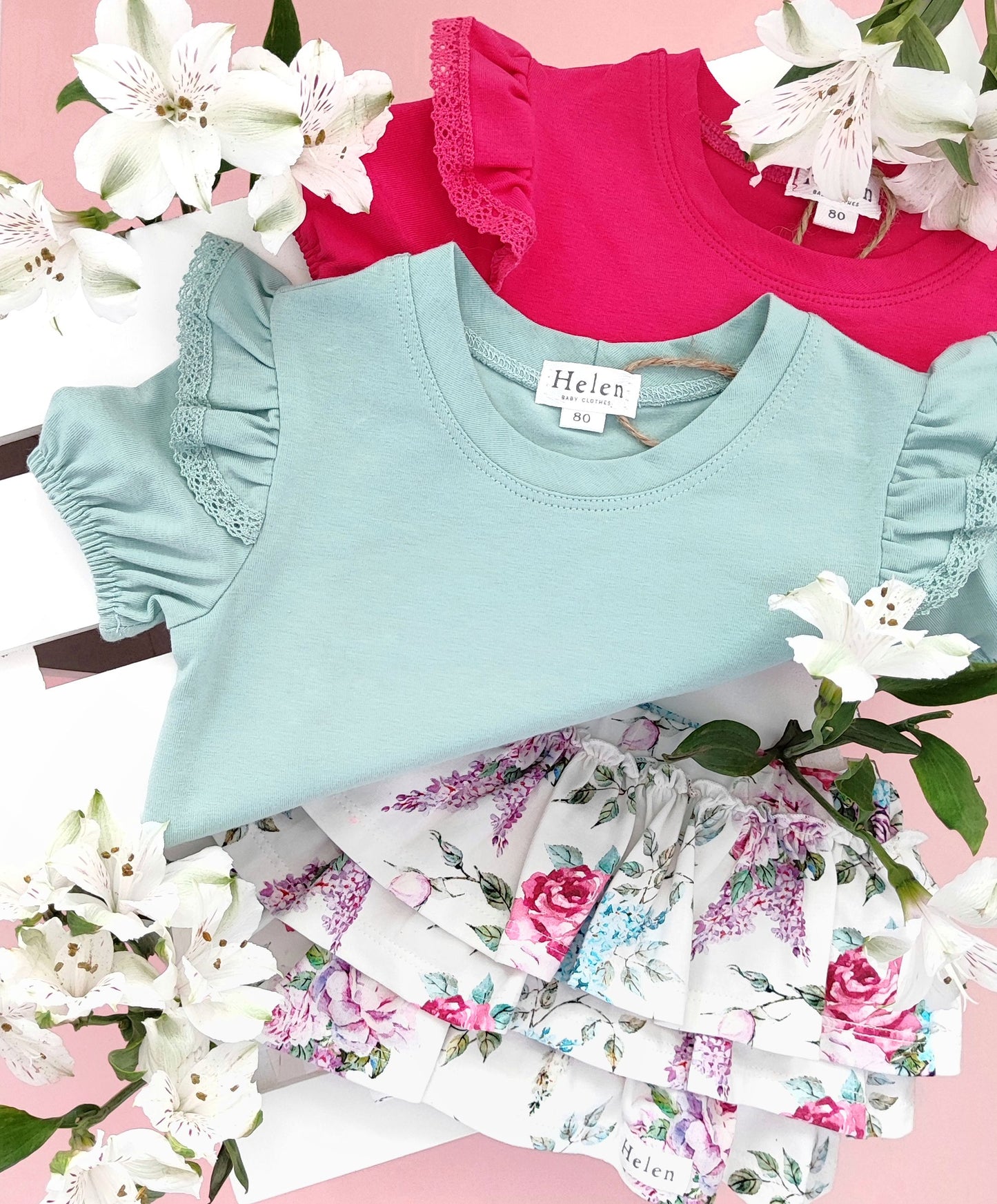 Printed skirt lilac bouquets