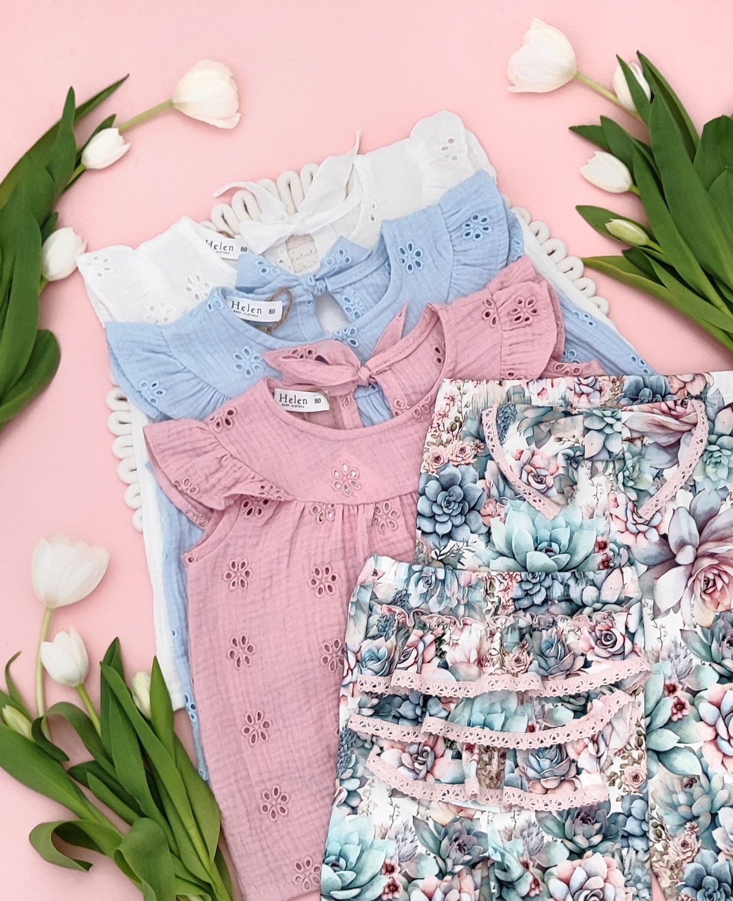 Succulents cycling shorts with a bow