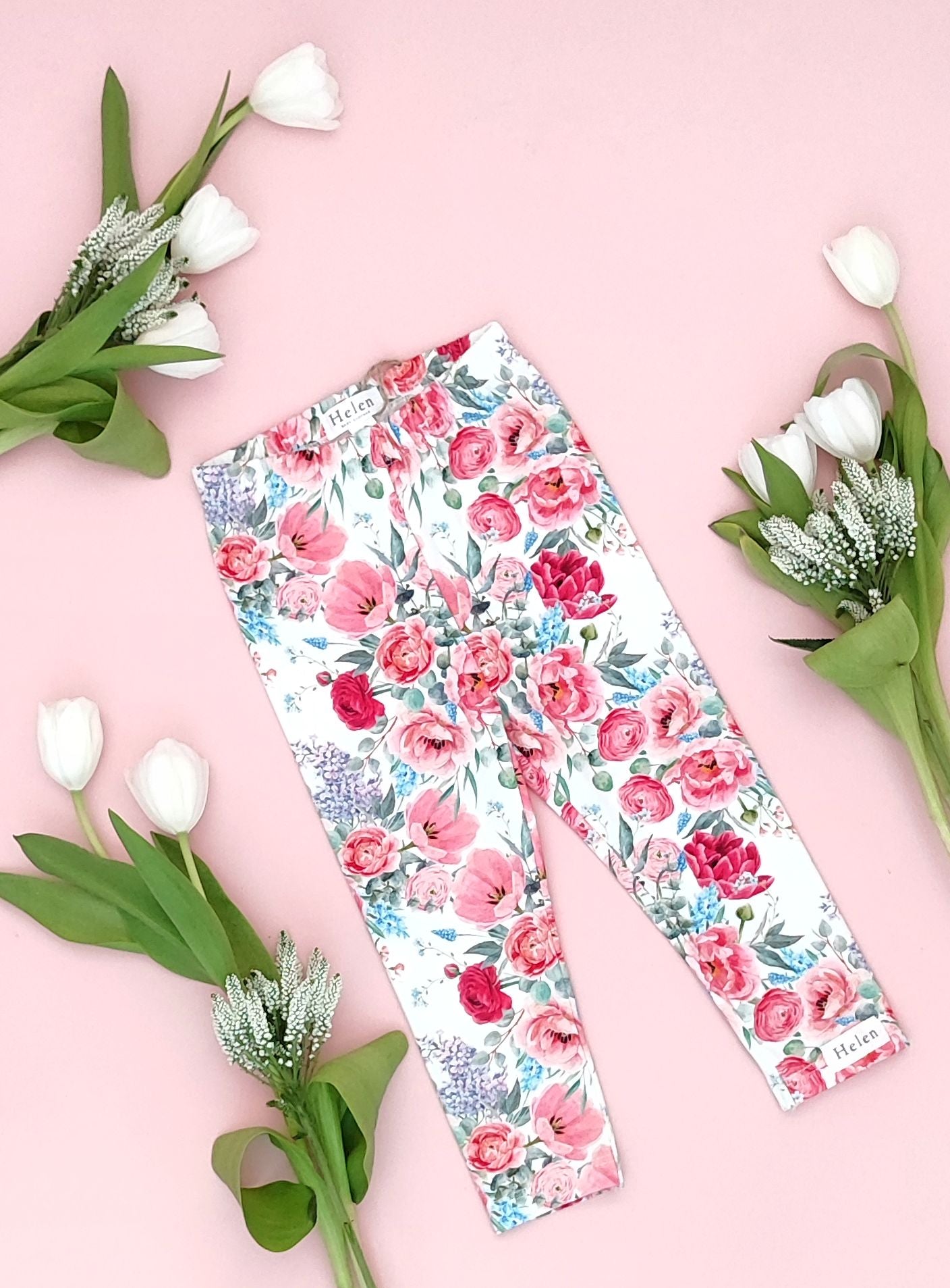 Red flowers leggings