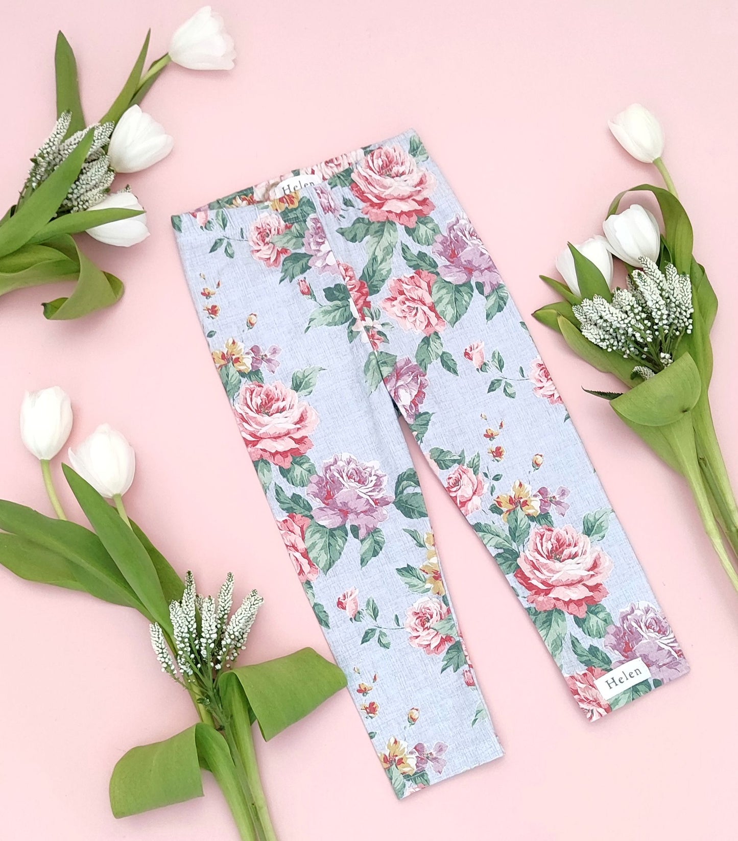 Red flowers leggings