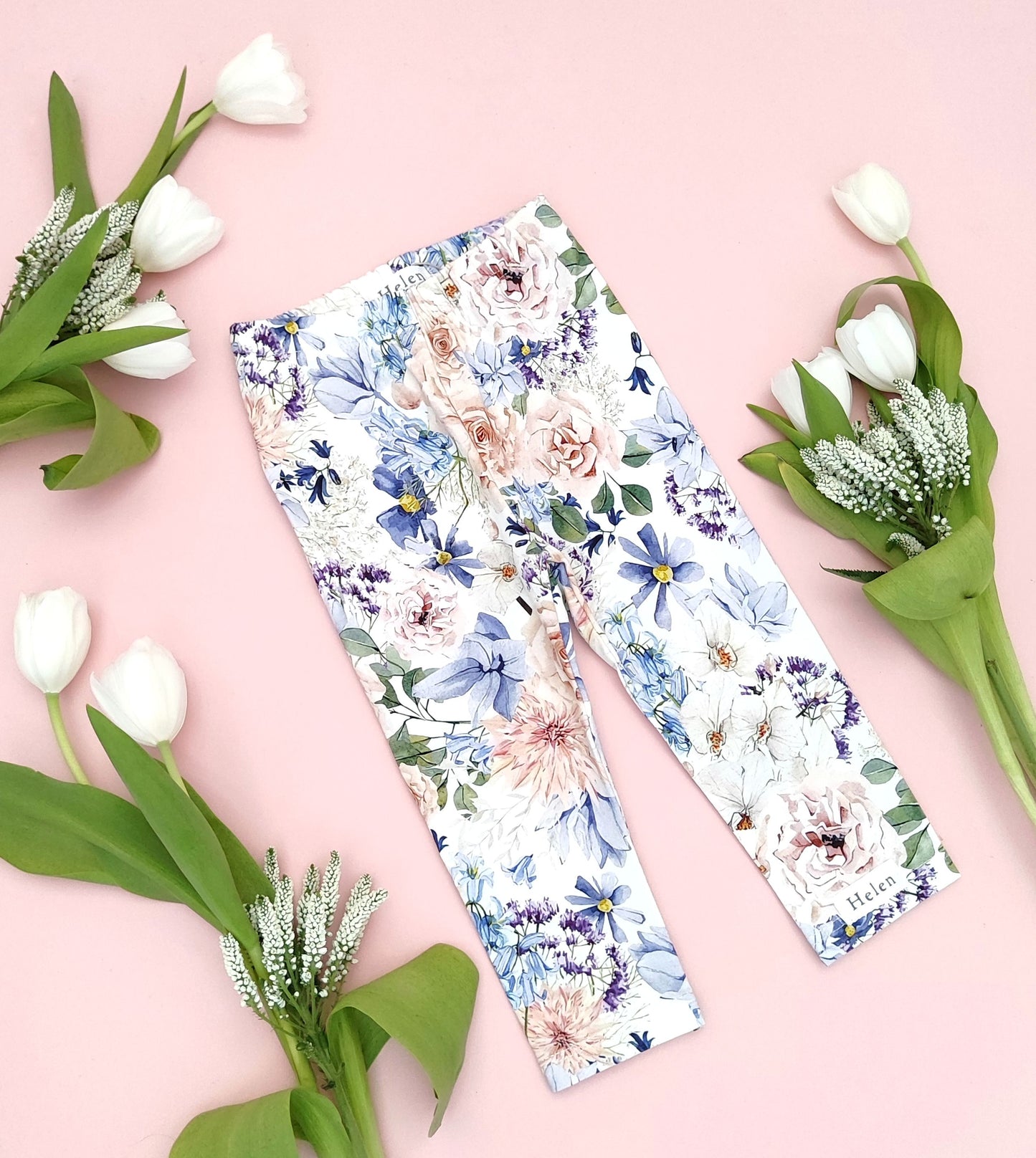 Blue flower leggings