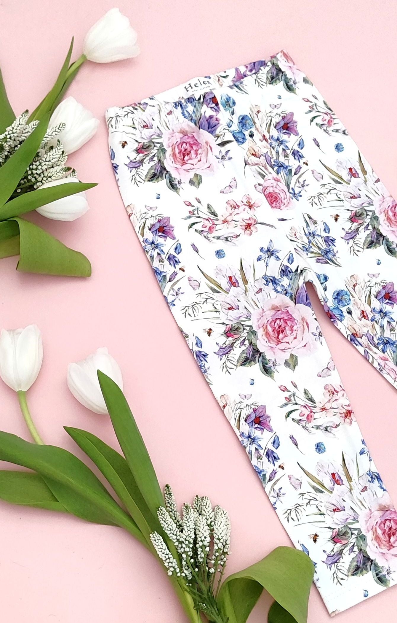 Blue flower leggings