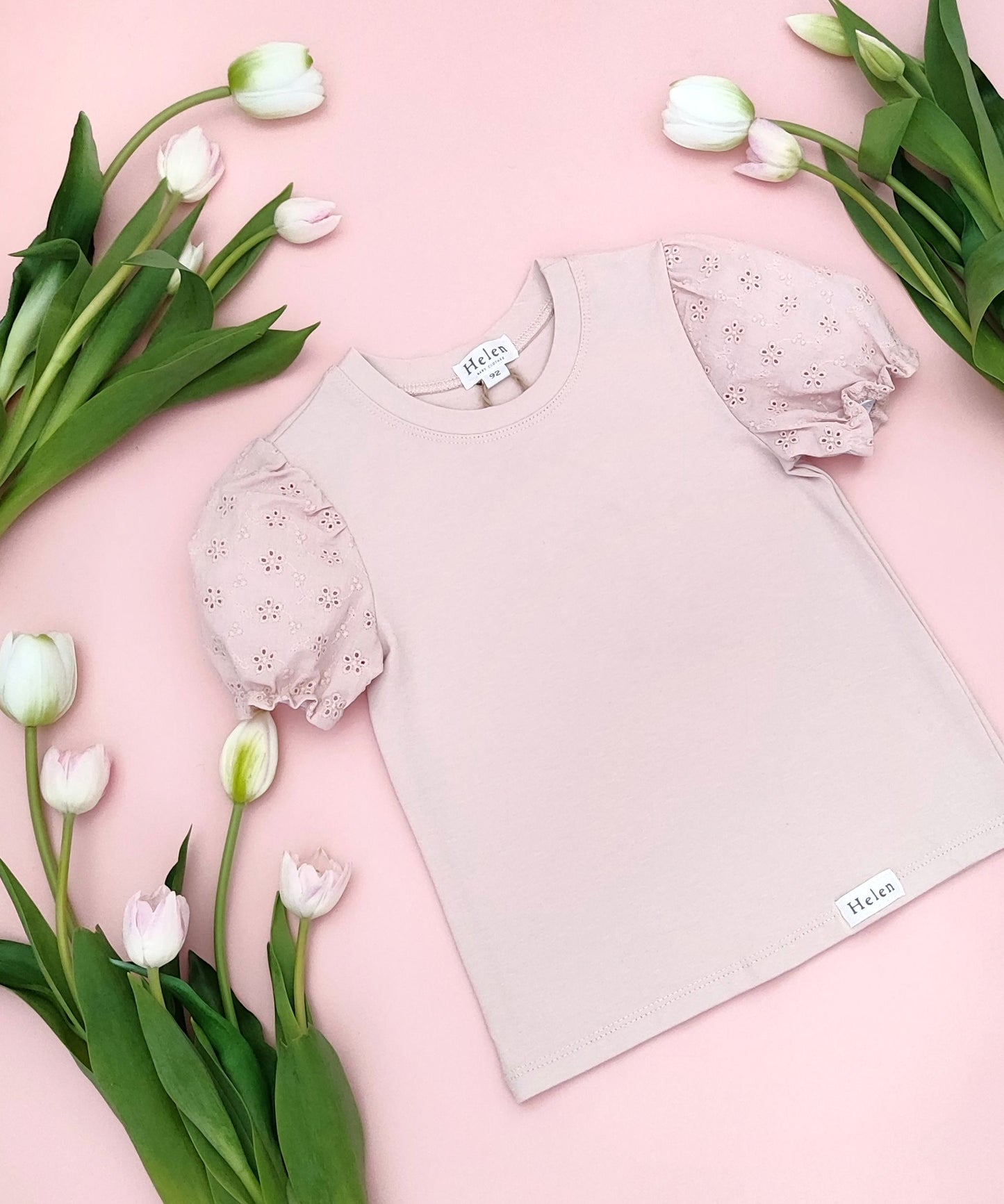 Short laced sleeve top