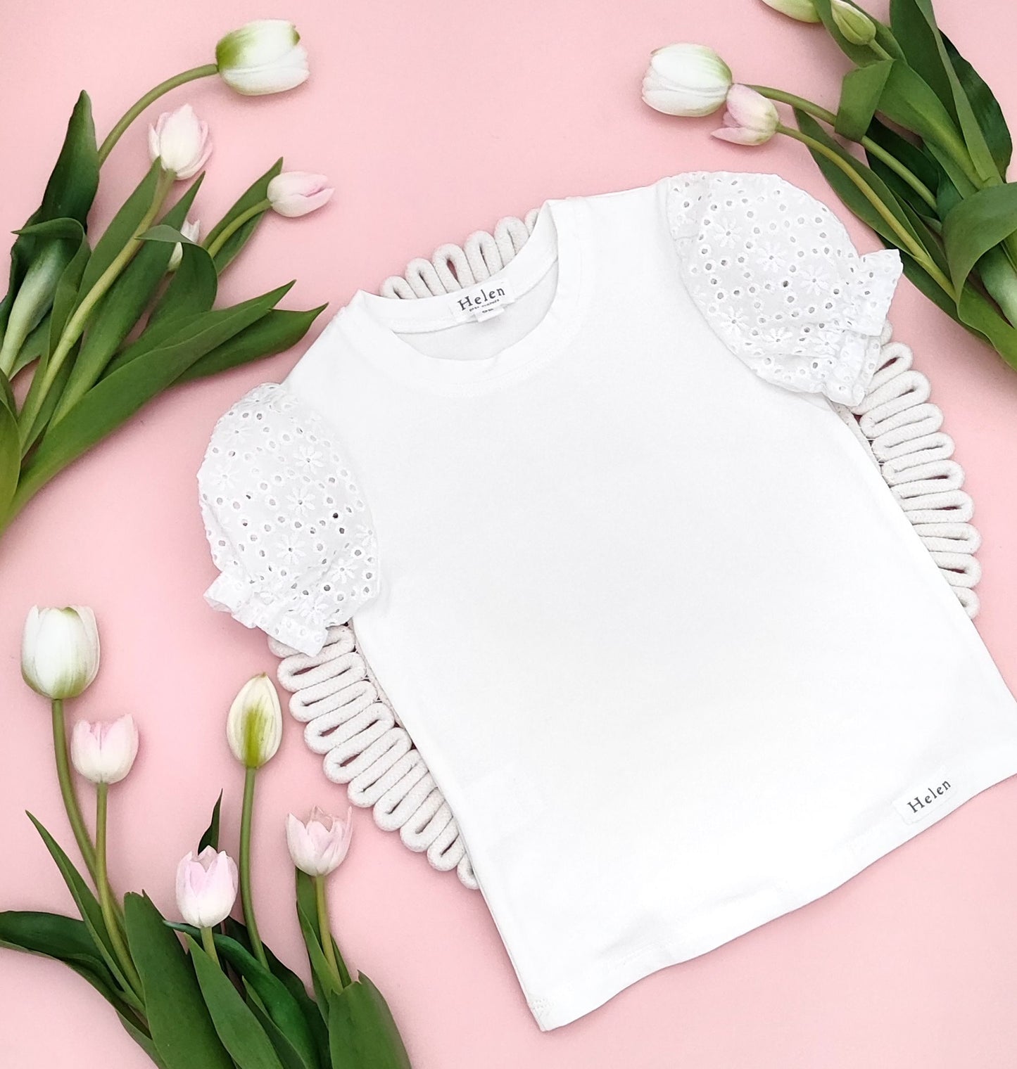 Short laced sleeve top