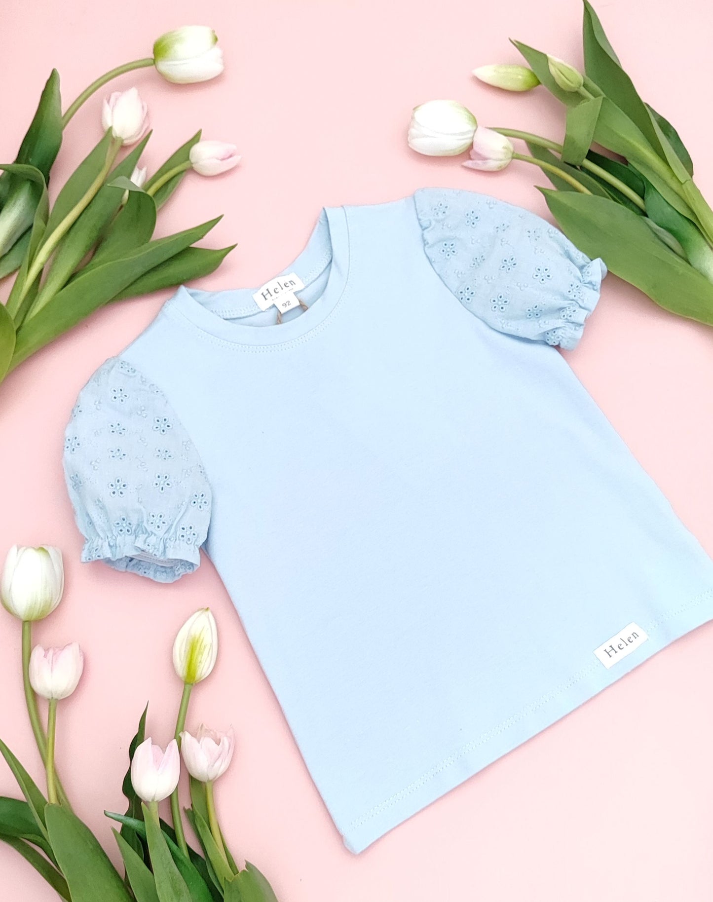 Short laced sleeve top