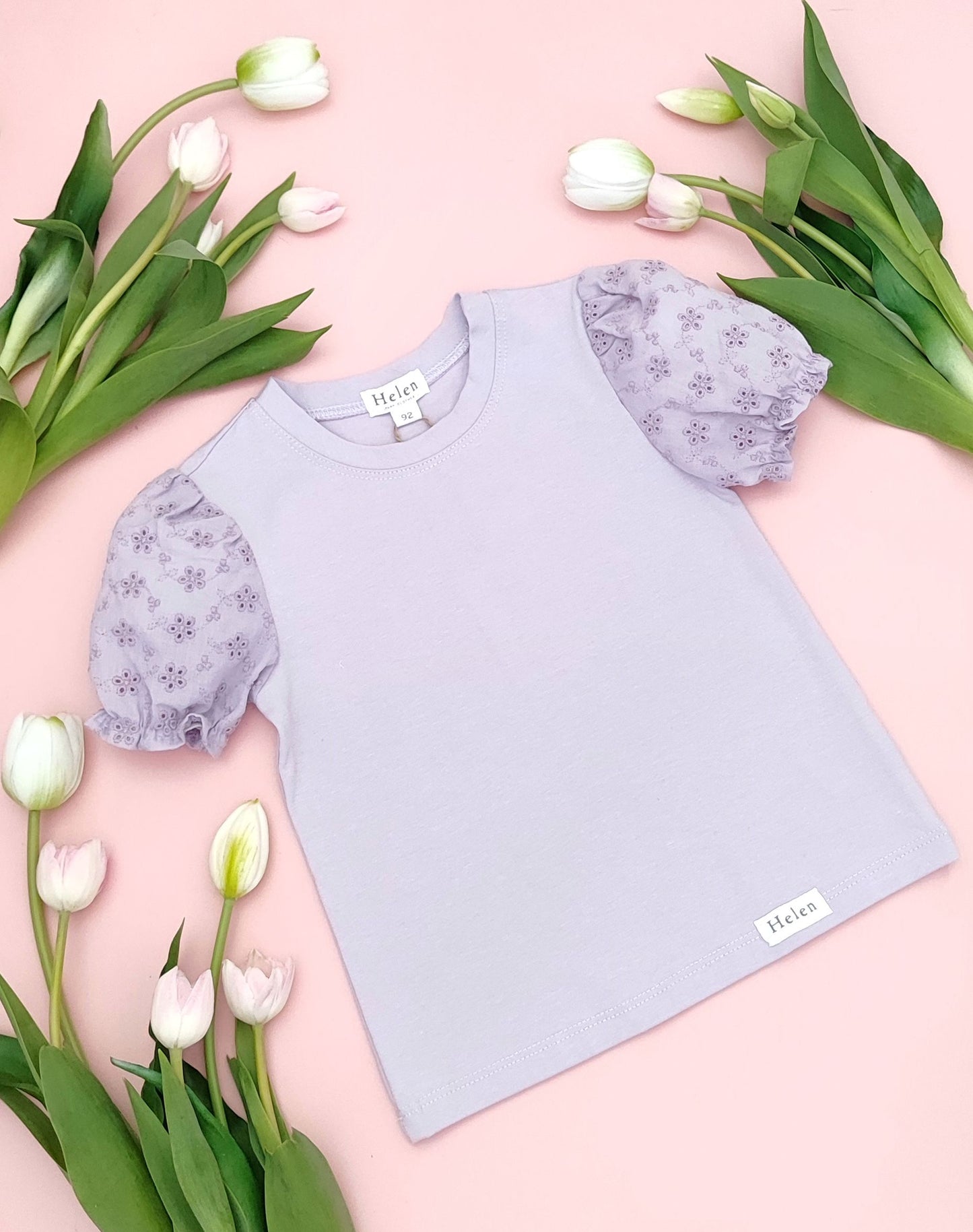 Short laced sleeve top