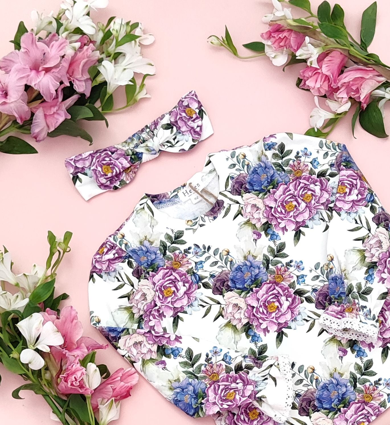 Purple garden long sleeve bodysuit