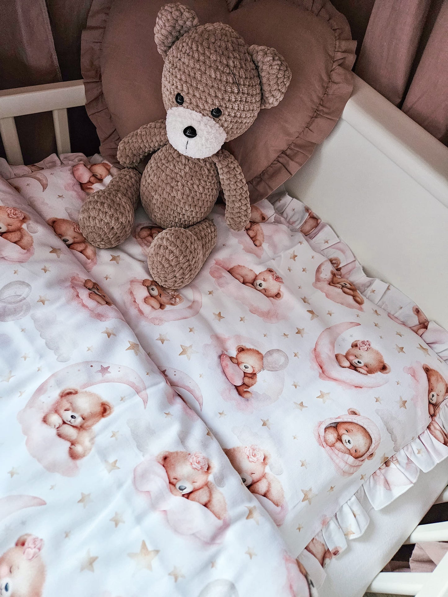 Sleeping bears - pink bedding set