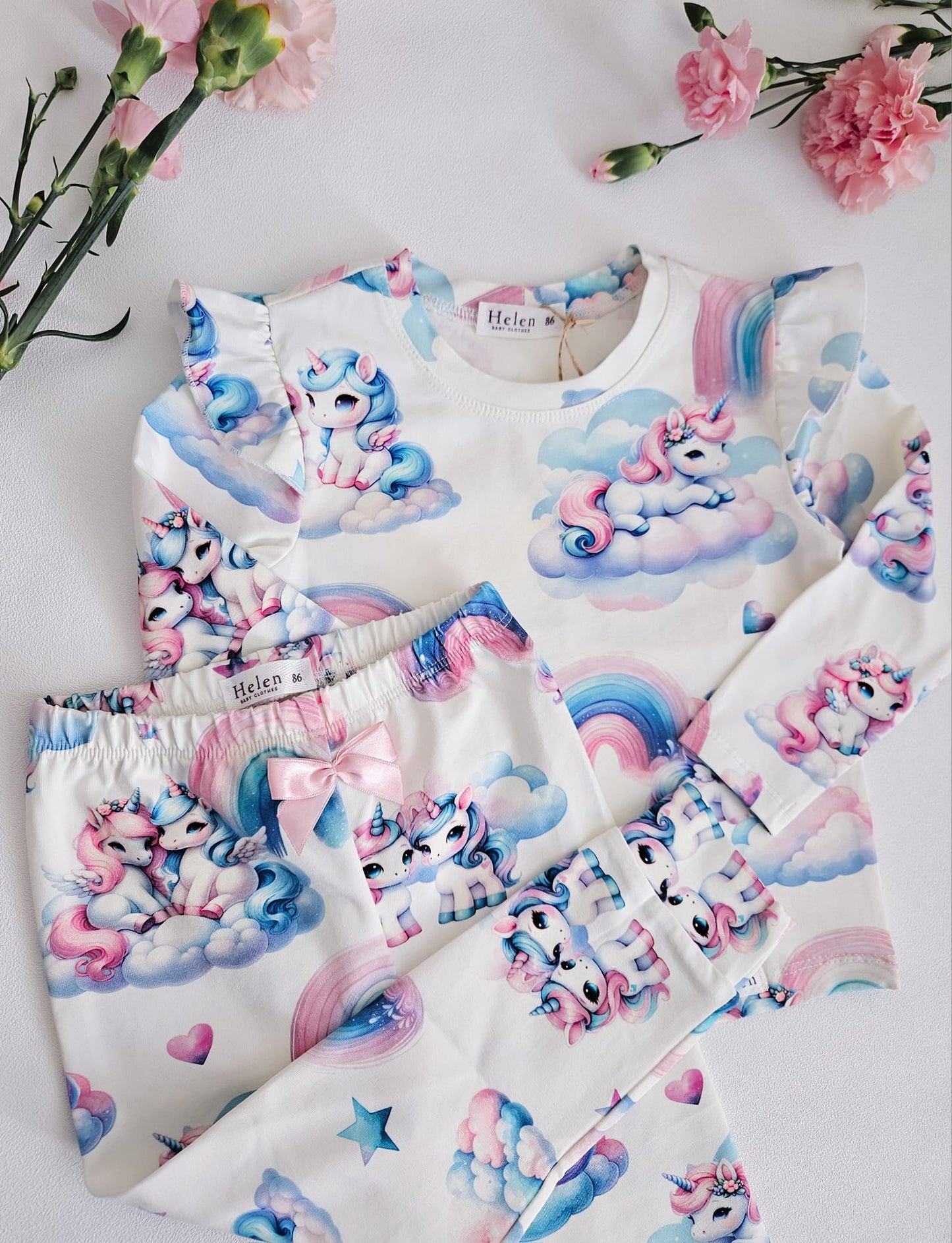 Rainbow unicorns - long sleeve pyjama