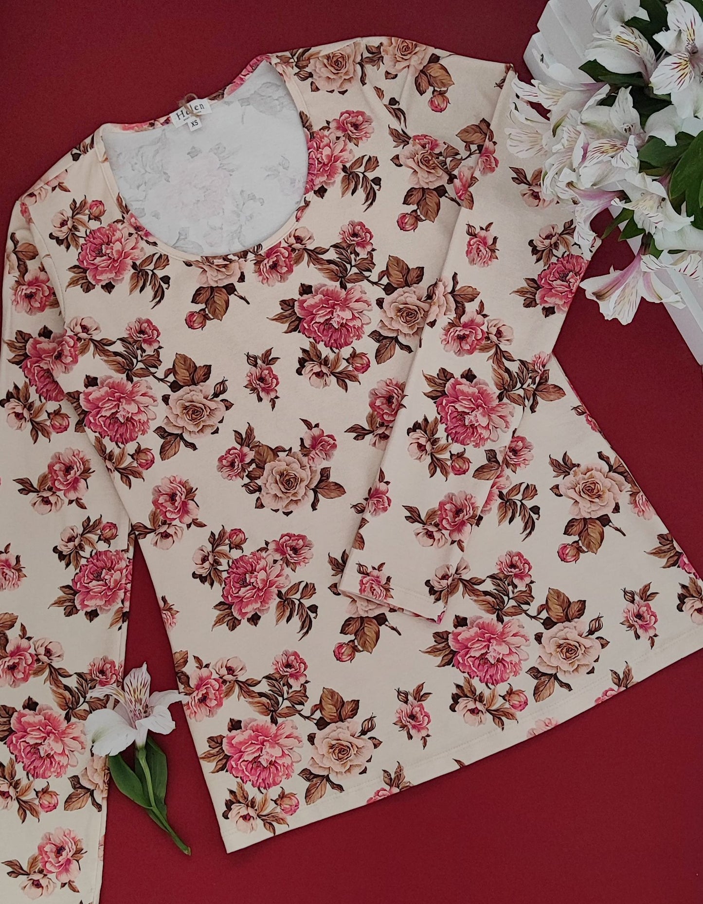 Retro roses mother - long sleeve top