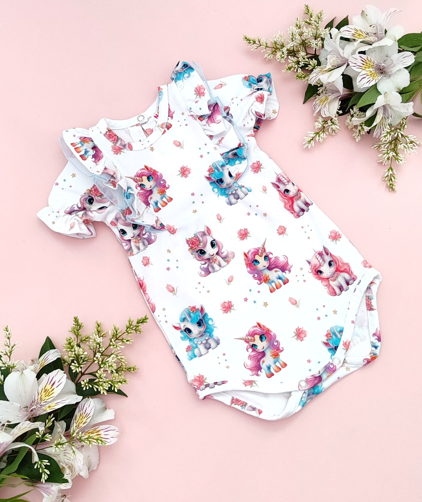 Unicorns frilled bodysuit