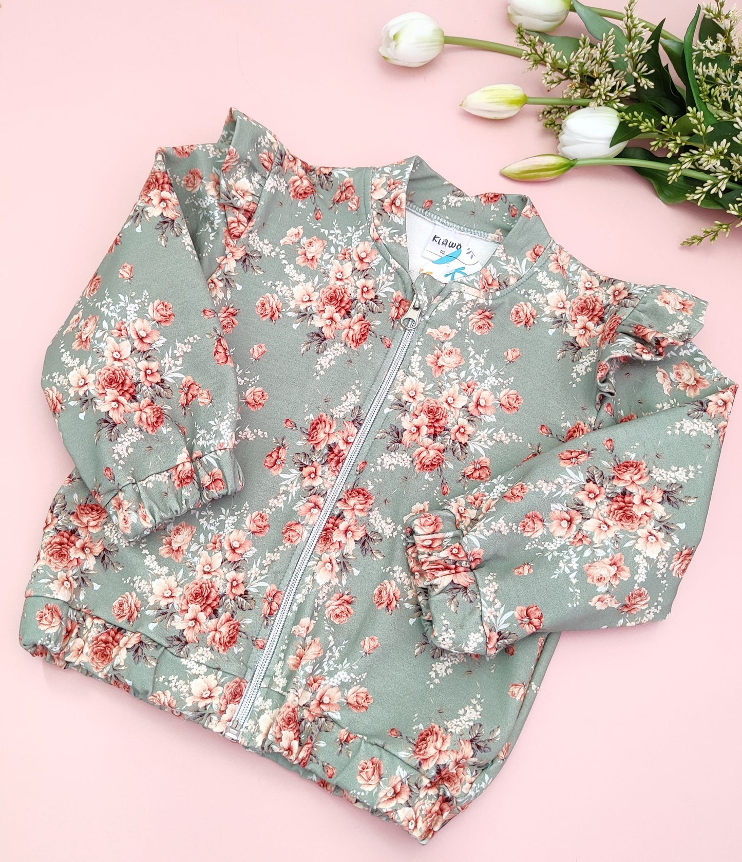 Printed zip-up sweatshirt with pockets