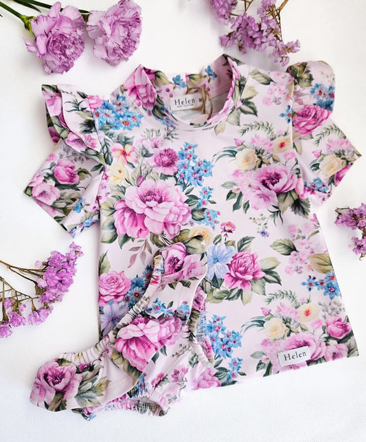 Amaranth flowers swim set UPV 50+