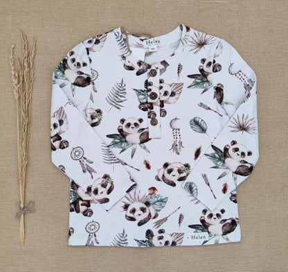 Printed top with buttons