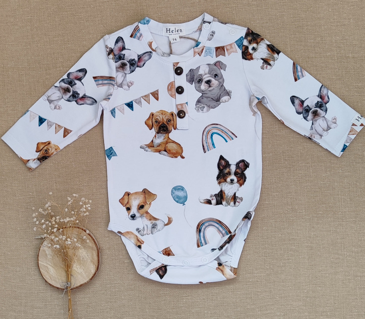 Printed bodysuit with buttons