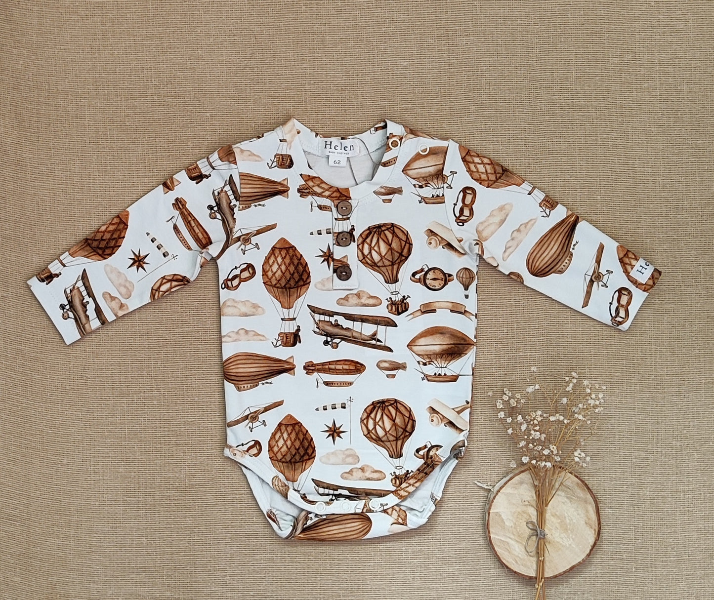 Printed bodysuit with buttons