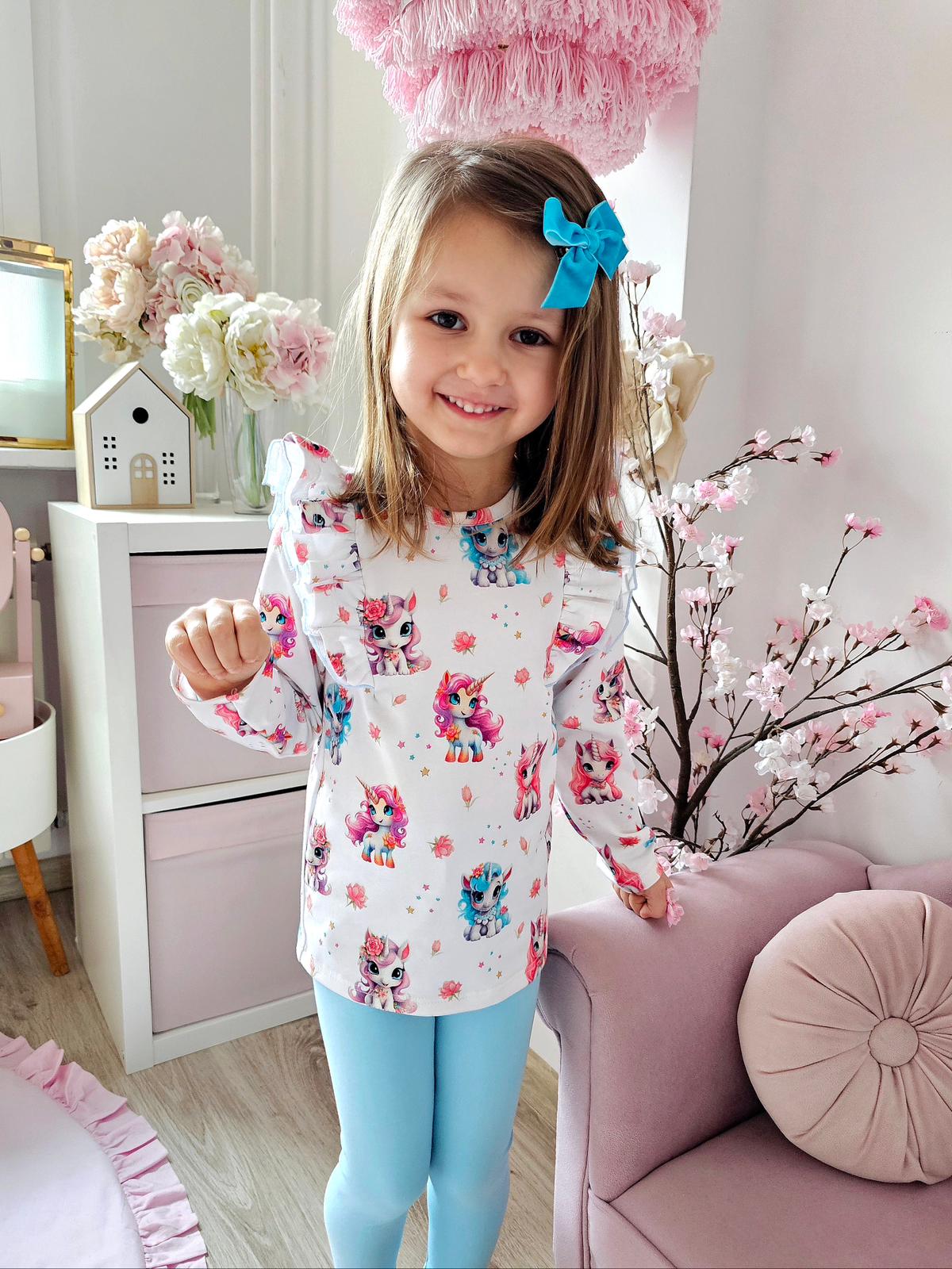 Unicorns frilled long sleeve top