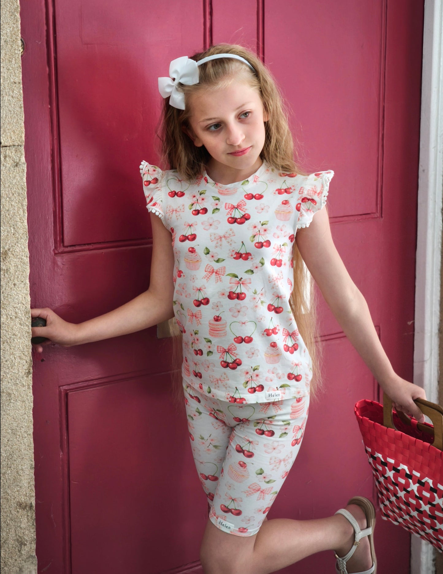 Cherry print cycling shorts