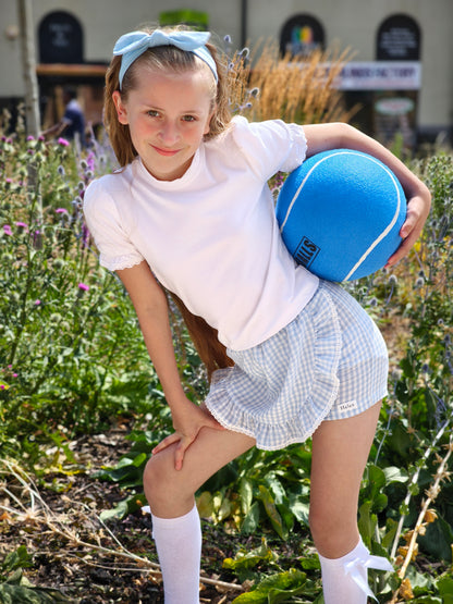 Blue gingham skort with frill