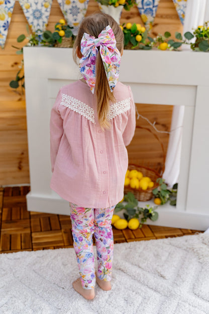 Muslin tunic with V lace detail