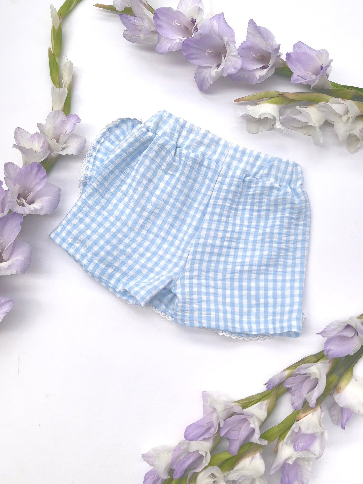 Blue gingham skort with frill