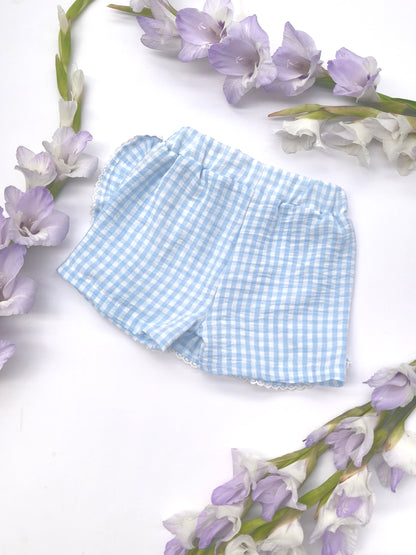 Blue gingham skort with frill